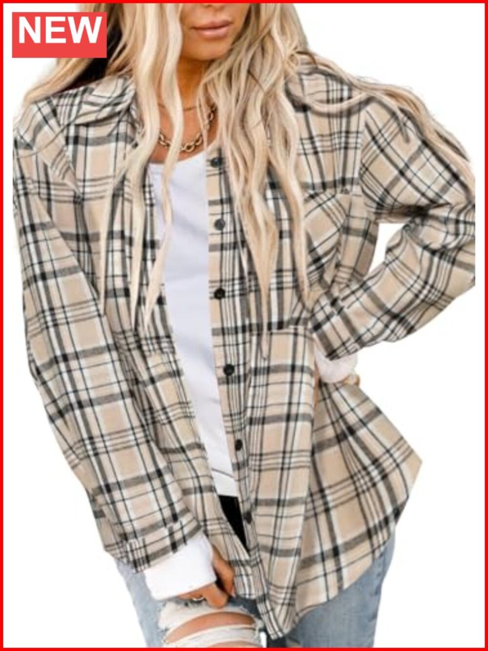 Women's Buffalo Plaid Flannel Button Down Shirt Long Sleeve Casual Top